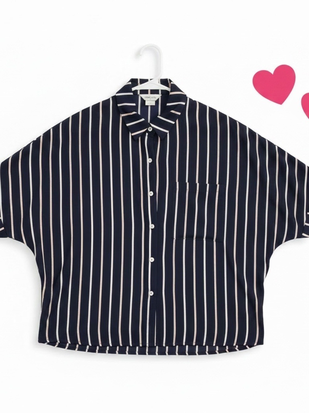 S.R. by Sweet Rain Striped Short  Sleeve Blouse - Preowned, Very Nice - Picture 3 of 7